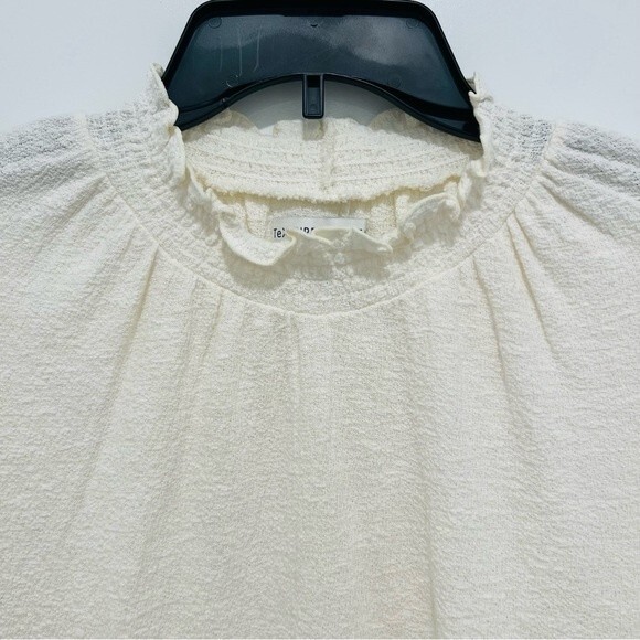 Madewell Texture & Thread Cream Ruffled Mockneck Top Bell Sleeve Women's Medium - Picture 3 of 9
